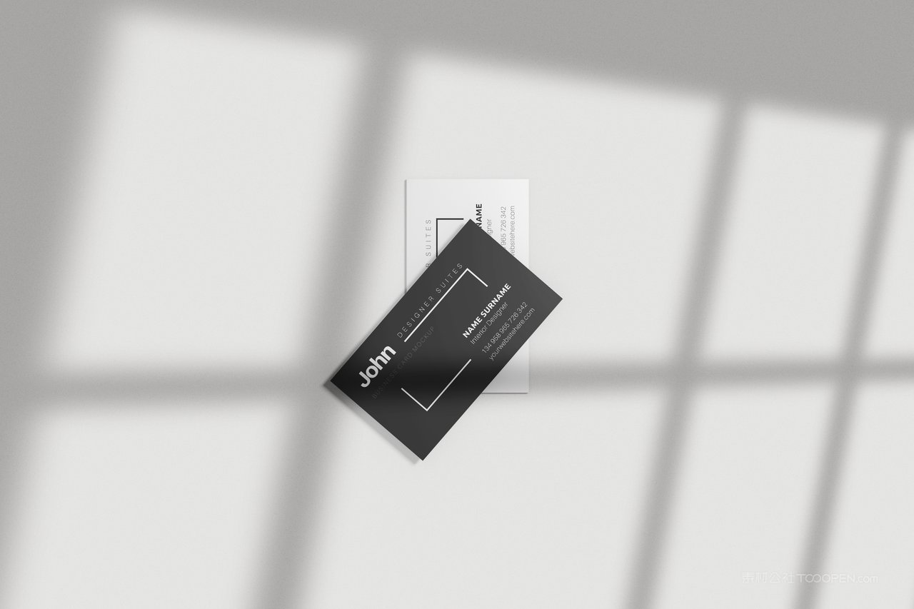 黑白商务名片光影场景样机