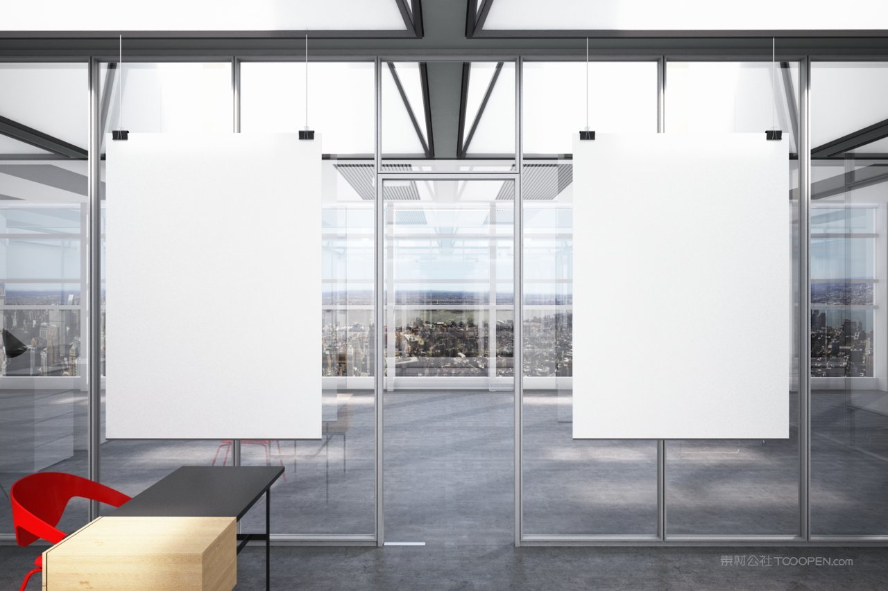 简洁办公室挂画办公环境样机 (2)