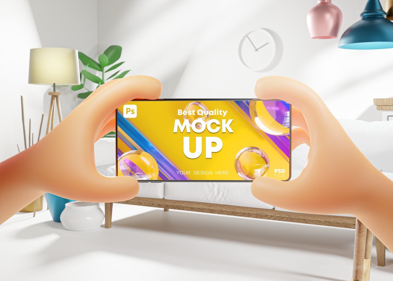 手拿手机场景样机