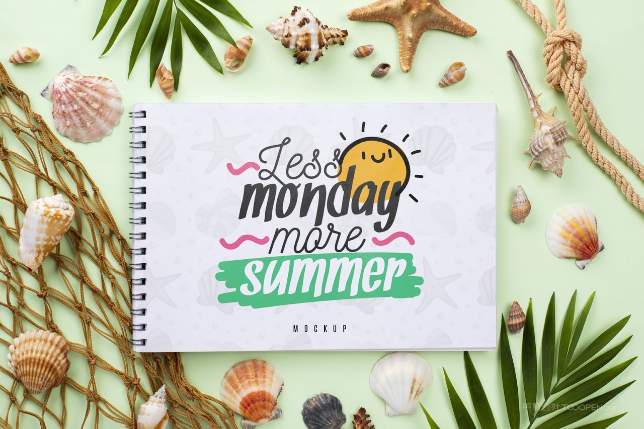夏天小清新ins风螺旋书本笔记本ps样机 (5)
