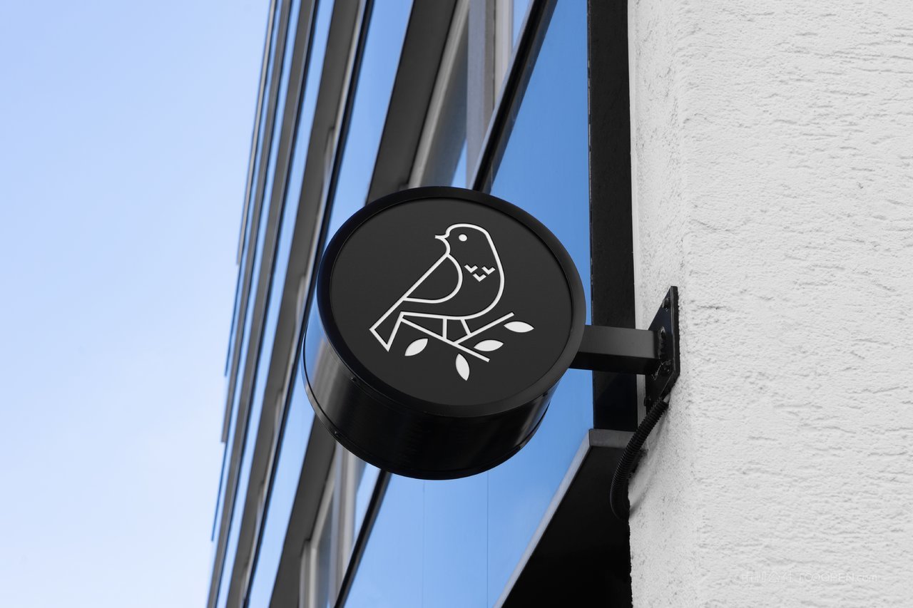 沿街实体店铺招牌门logo展示实景样机 (1)