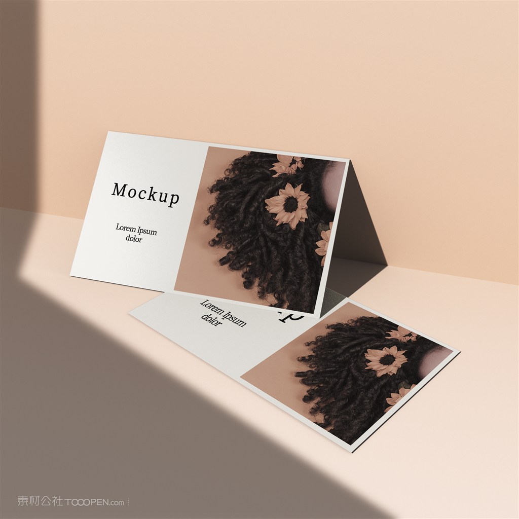 带照片和阴影的卡片贴图样机