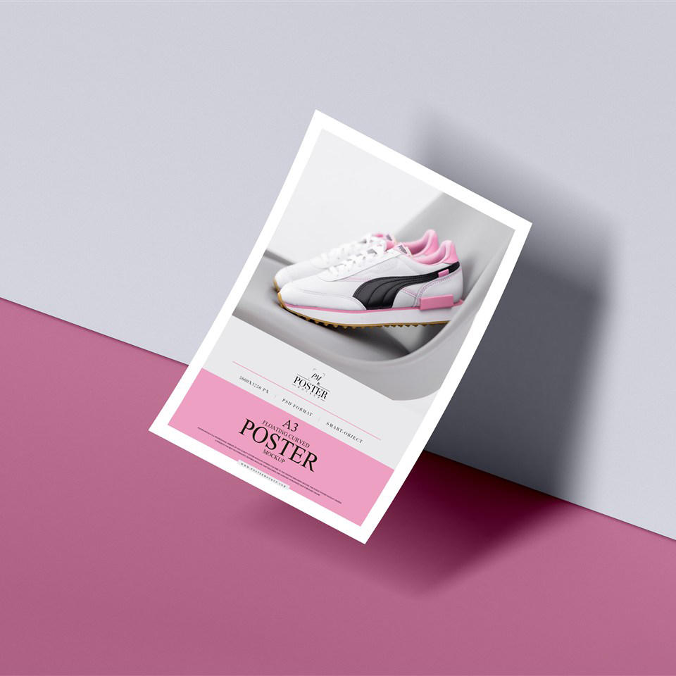 曲面纸浮动海报样机