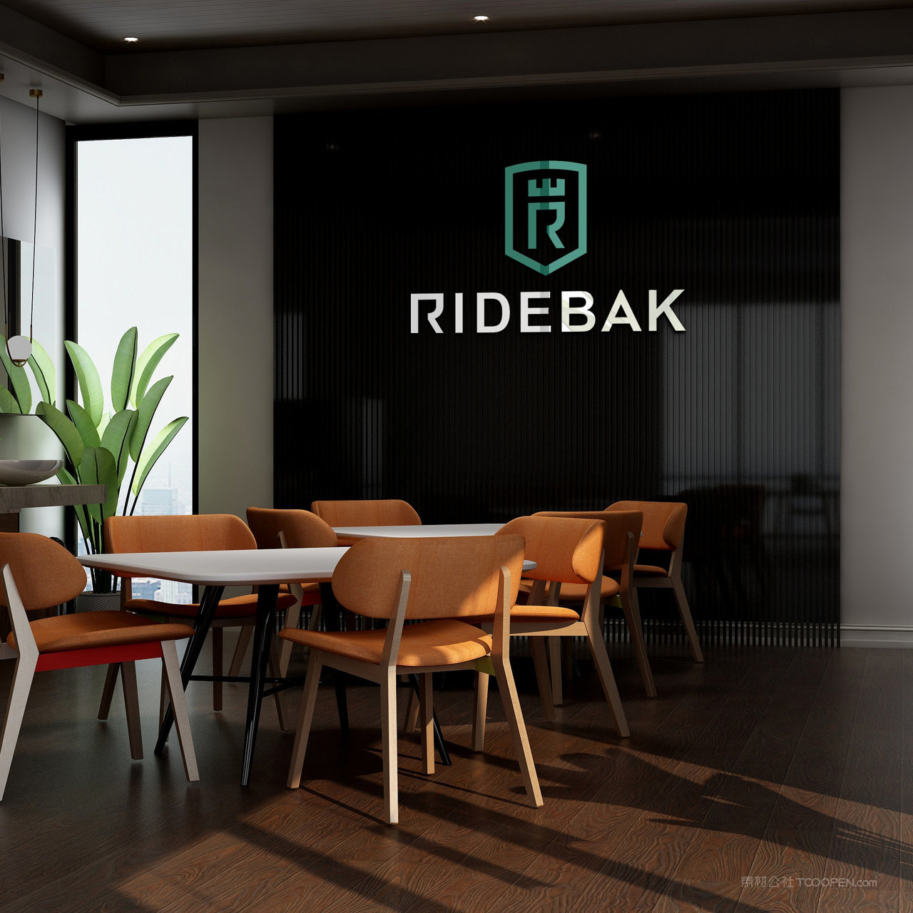 会客区背景墙logo贴图样机