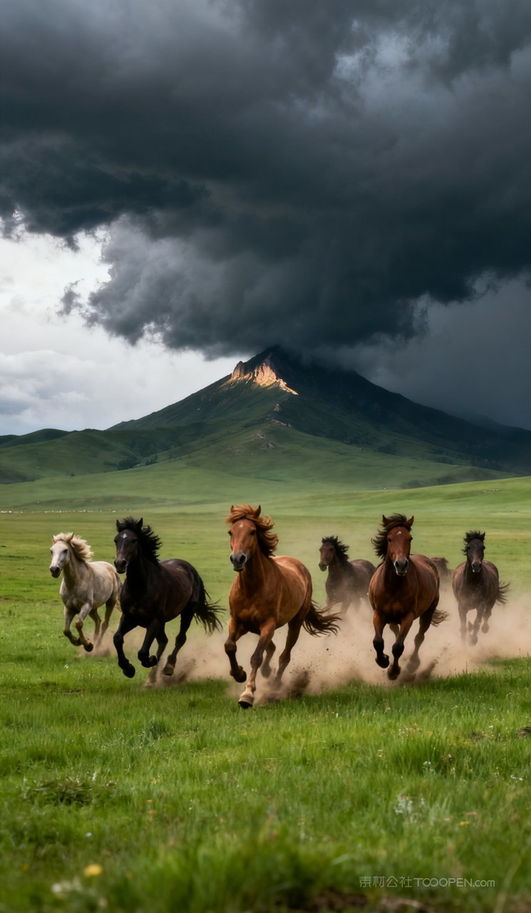 风景自然蓝天草原云彩景观草地景色唯美天空