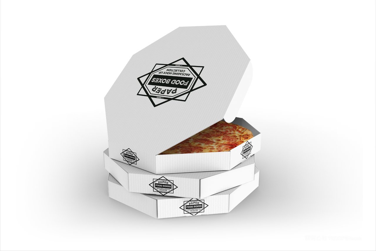披萨纸质包装盒品牌食品纸质包装贴图样机 (8)