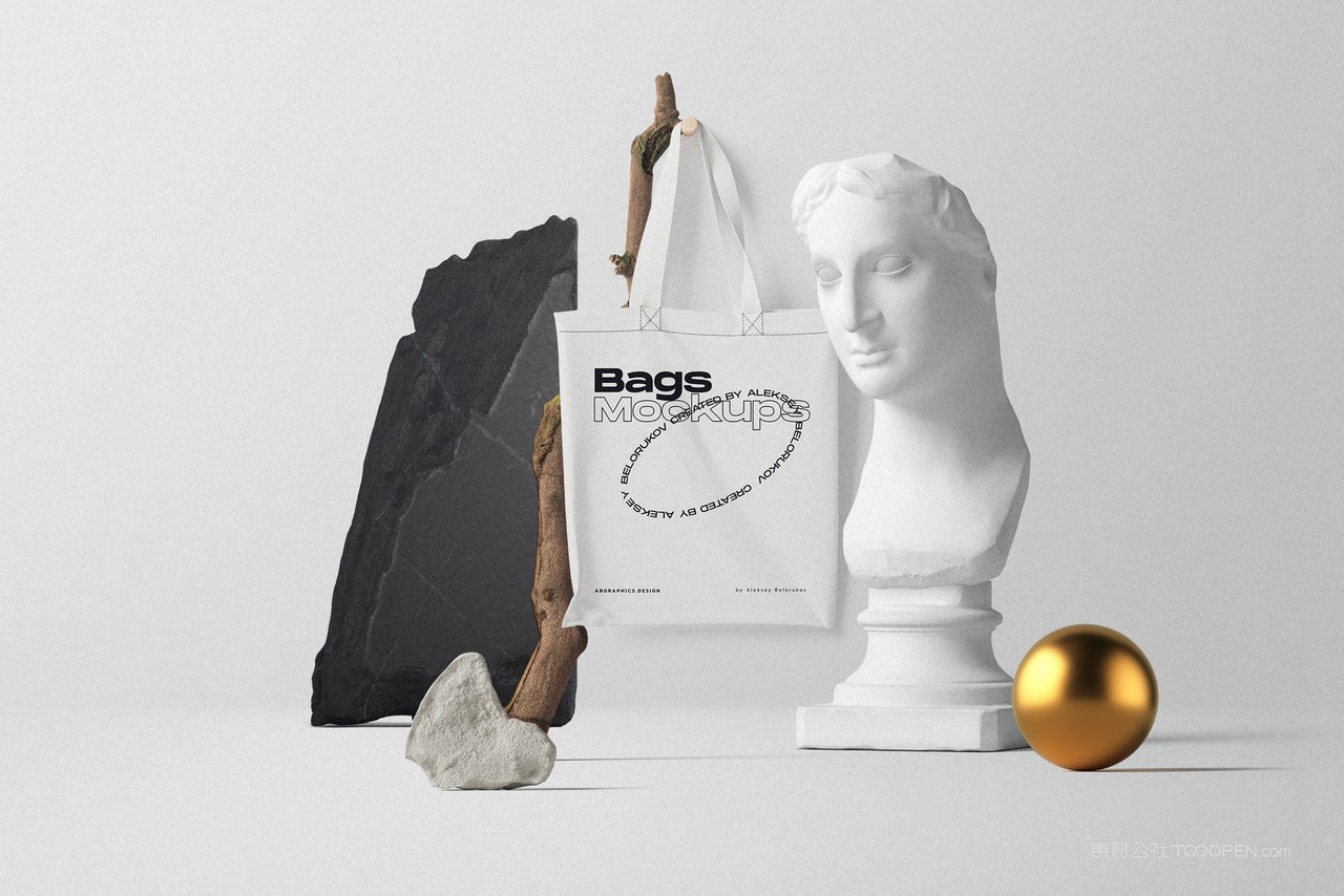 简洁干净大号帆布直角手提袋场景样机