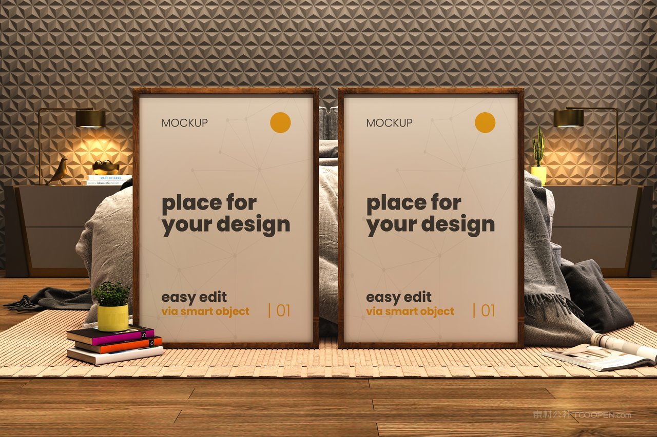 卧室框架海报样机