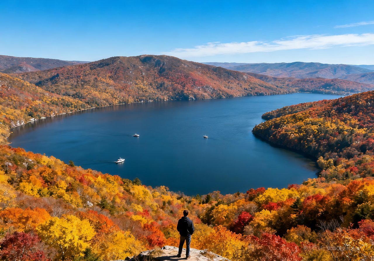山水意境山峰唯美湖泊秋天天空