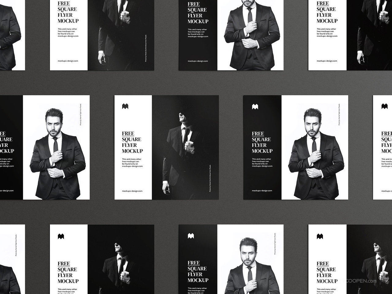 高档黑色背景宣传单贴图样机服装海报贴图样机