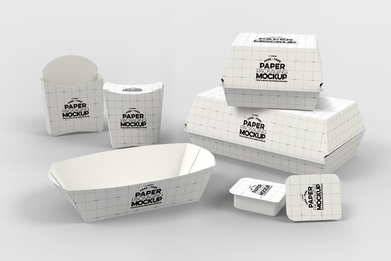 外卖快餐薯条食品包装盒样机