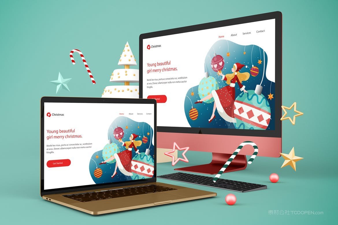 圣诞节电脑屏幕样机