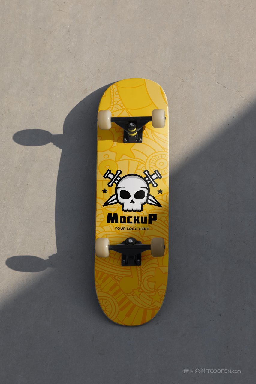 黄色潮流运动双翘滑板模型智能样机  (4)