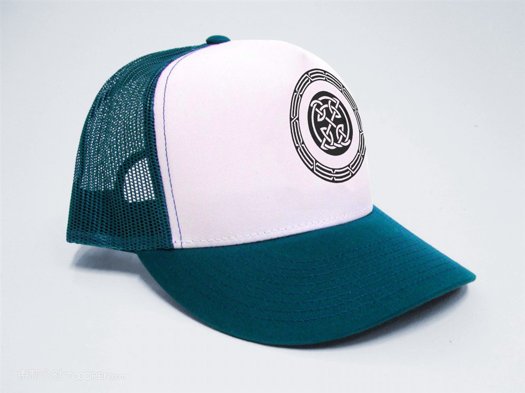 绿色相间鸭舌帽子样机