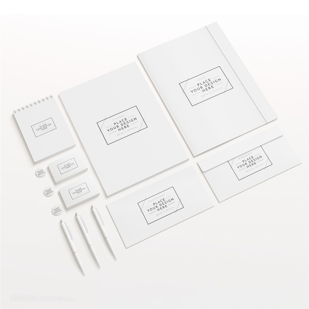 信纸DM单宣传单名片便签本信封徽章文件夹圆珠笔样机