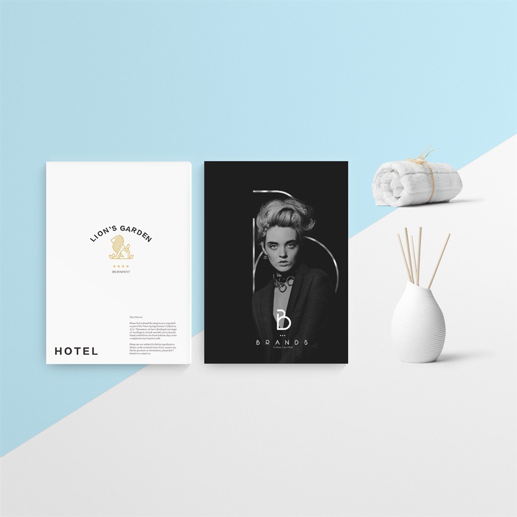 高档酒店品牌海报毛巾vi样机模板