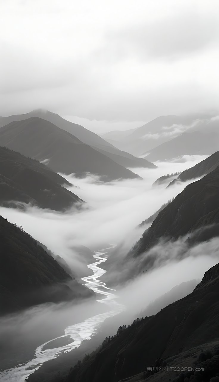 山水群山唯美风景山峰河流湖泊