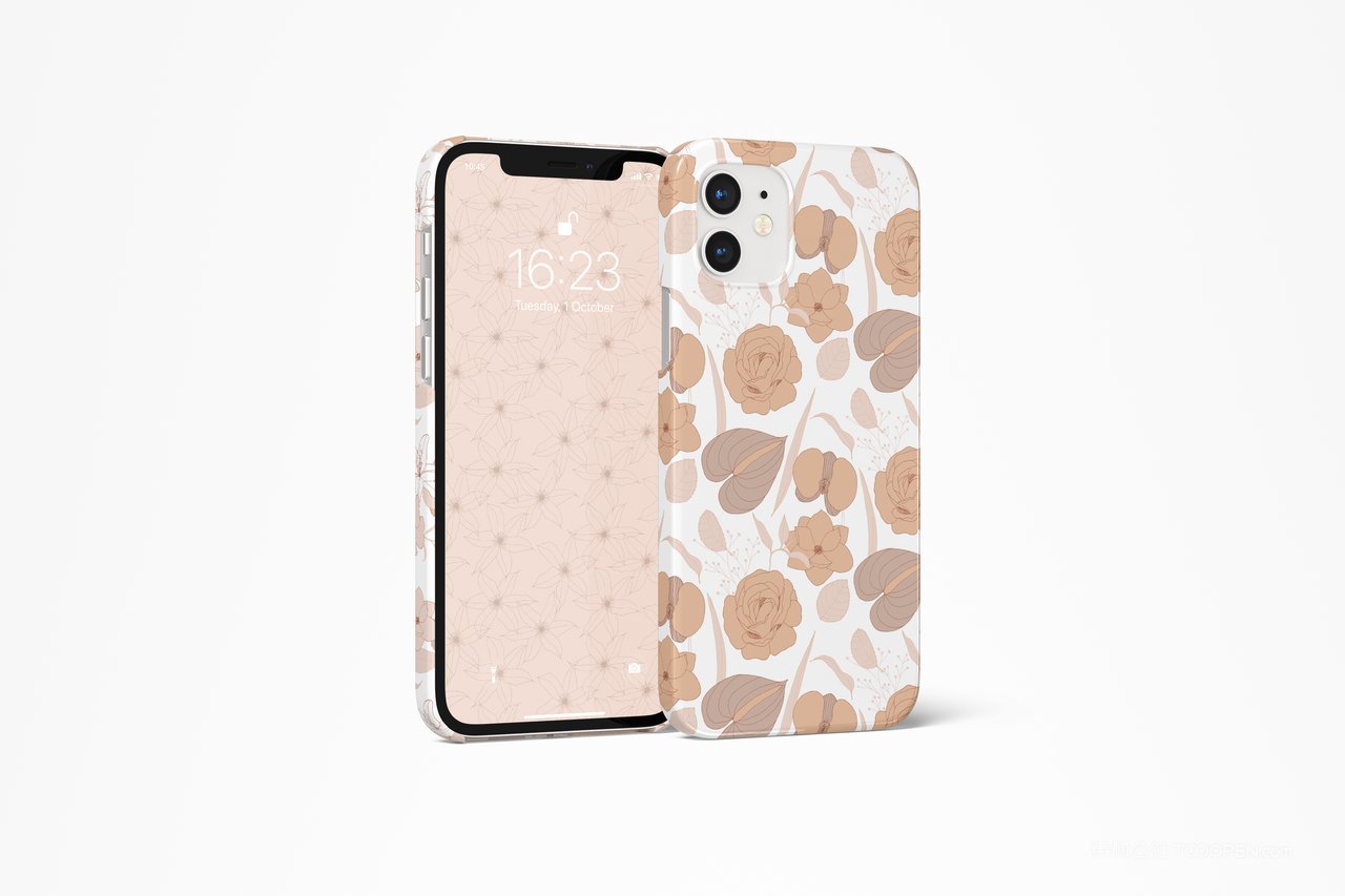 文艺花朵素色手机壳样机 (10)