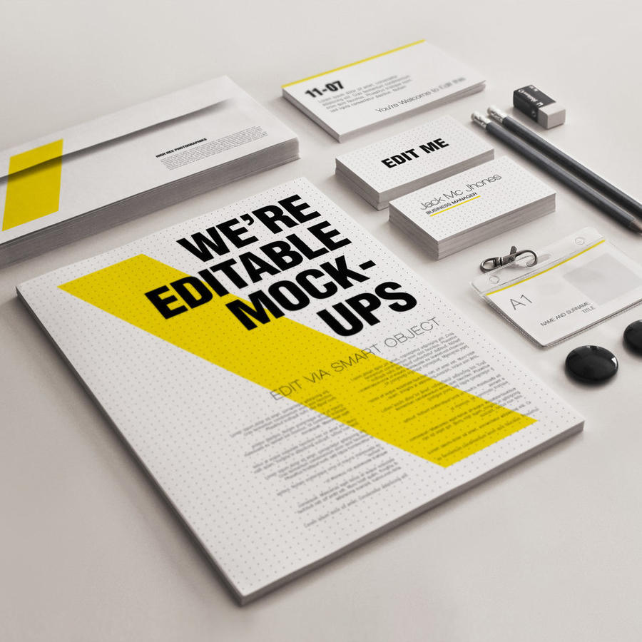 信纸信封名片铅笔精致办公用品品牌vi贴图