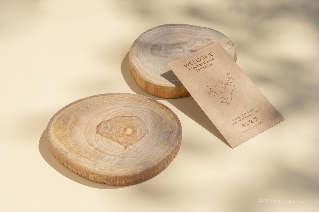 杯垫棕色特种纸名片几何场景样机