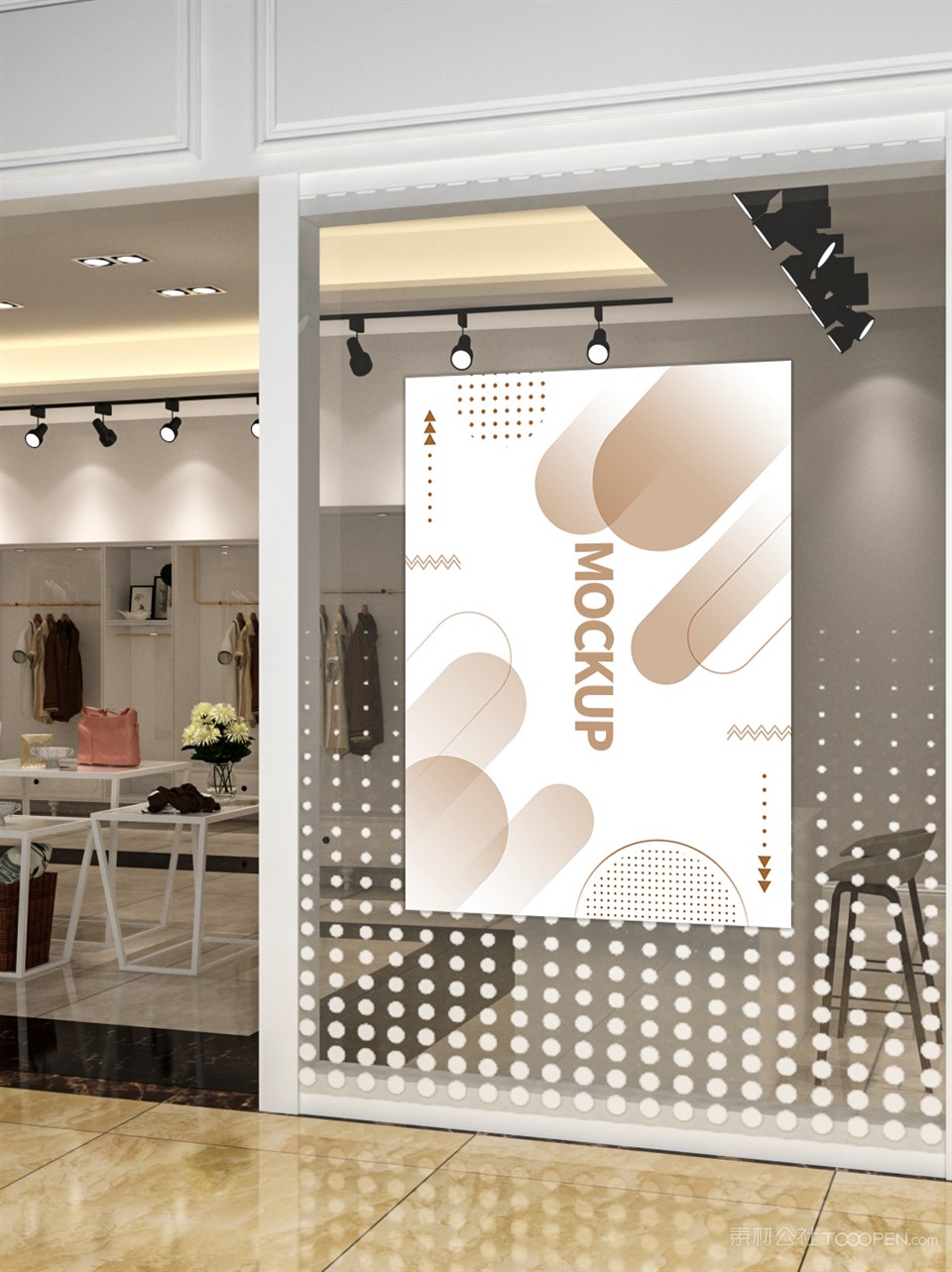 店面玻璃门橱窗海报画面替换样机