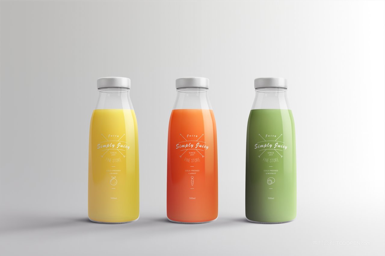 【2116期】透明玻璃瓶果汁牛奶瓶包装样机 (4)