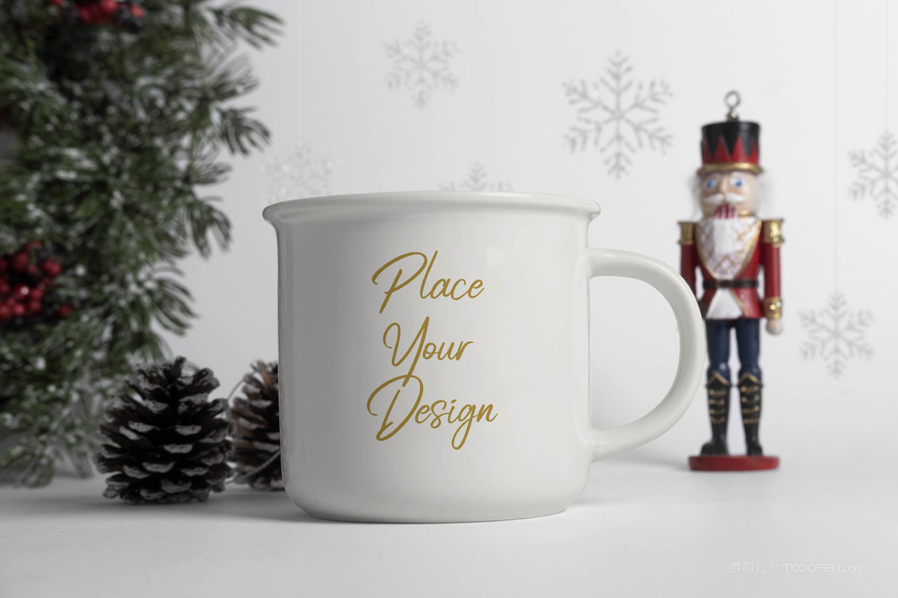 圣诞背景马克杯样机