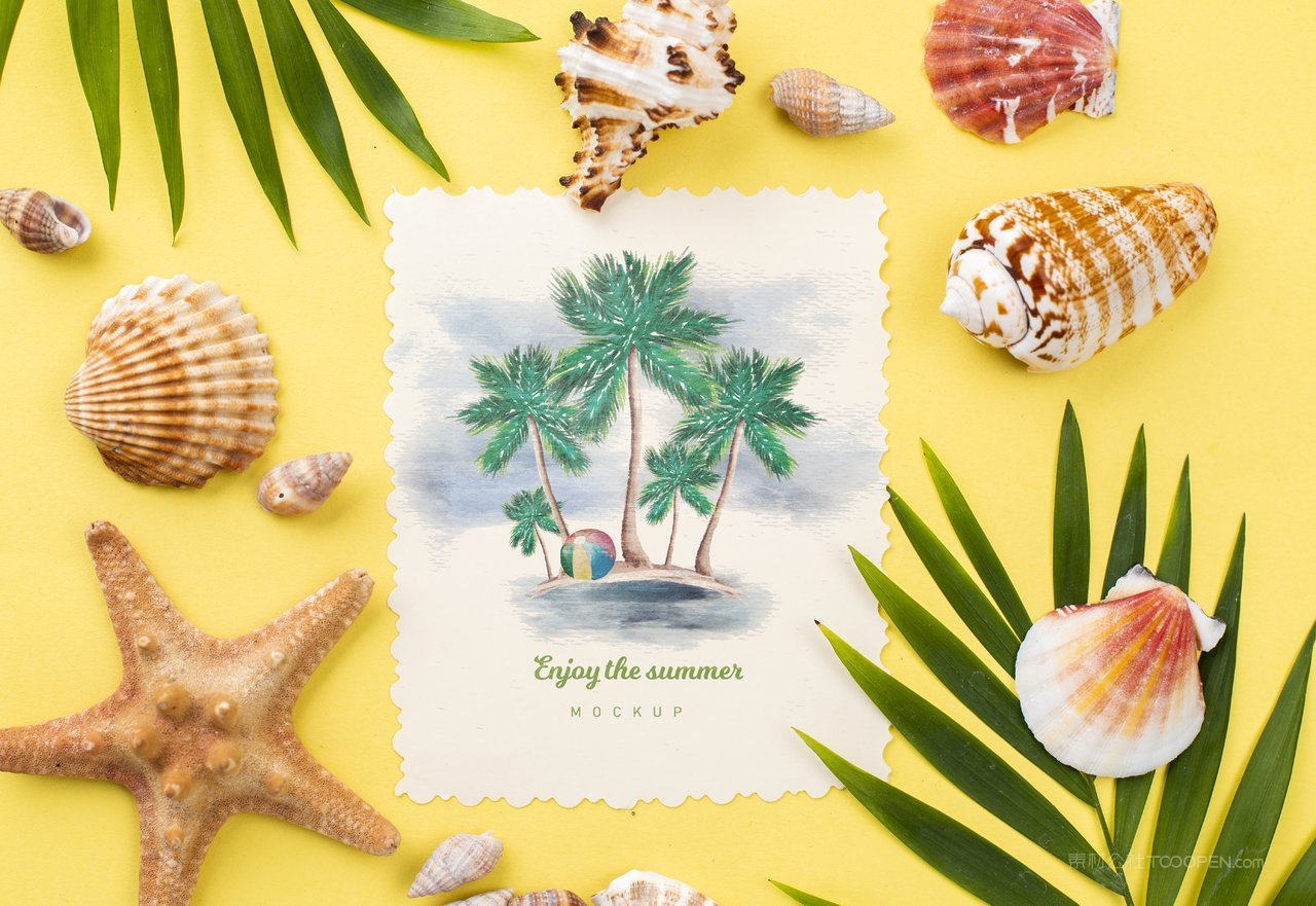 复古海滩纸张海报样机 (8)