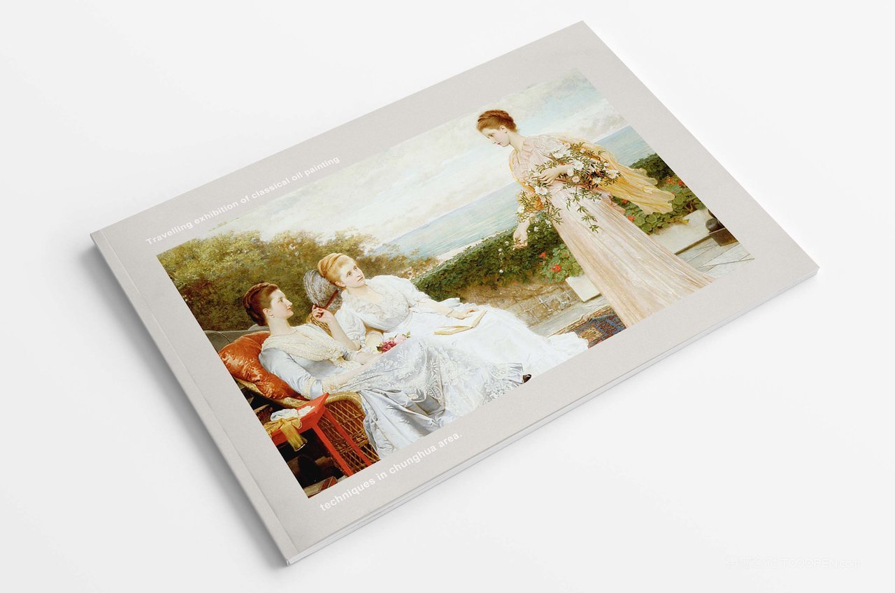 打开的本子横版画册封面书本贴图样机