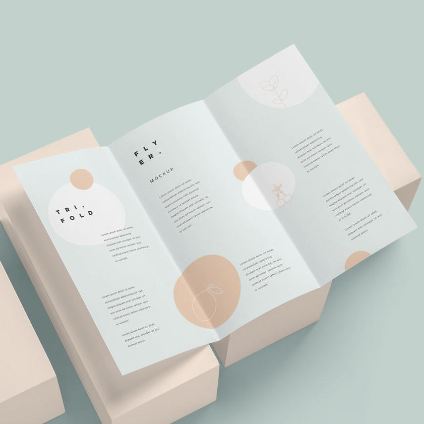 清新三折页3折页宣传单展示样机 (2)
