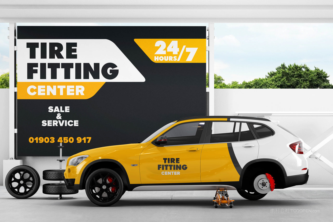 轮胎装配广告牌样机