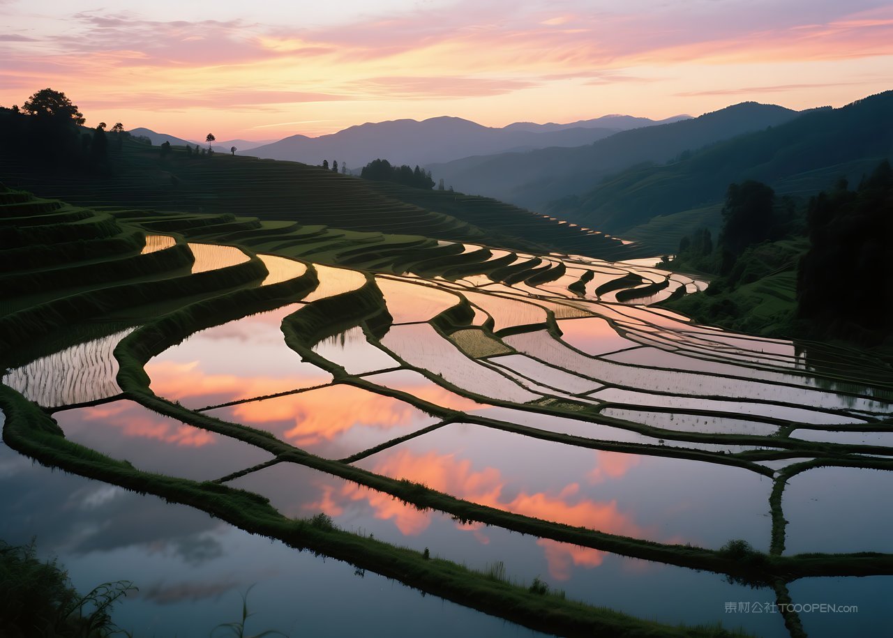 山水高清风景山峰天空景观唯美自然河流