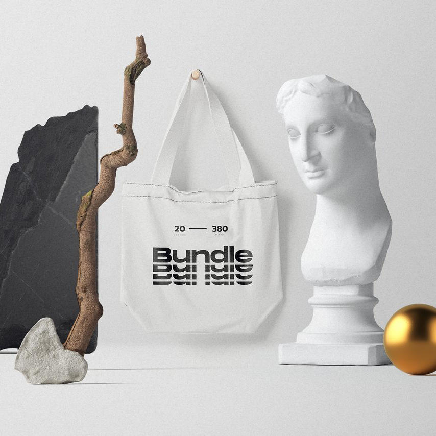 简洁干净大号帆布中号手提袋场景样机