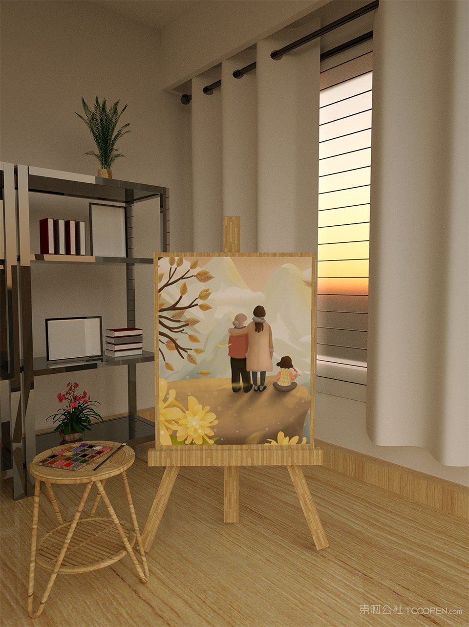 室场景插画海报样机