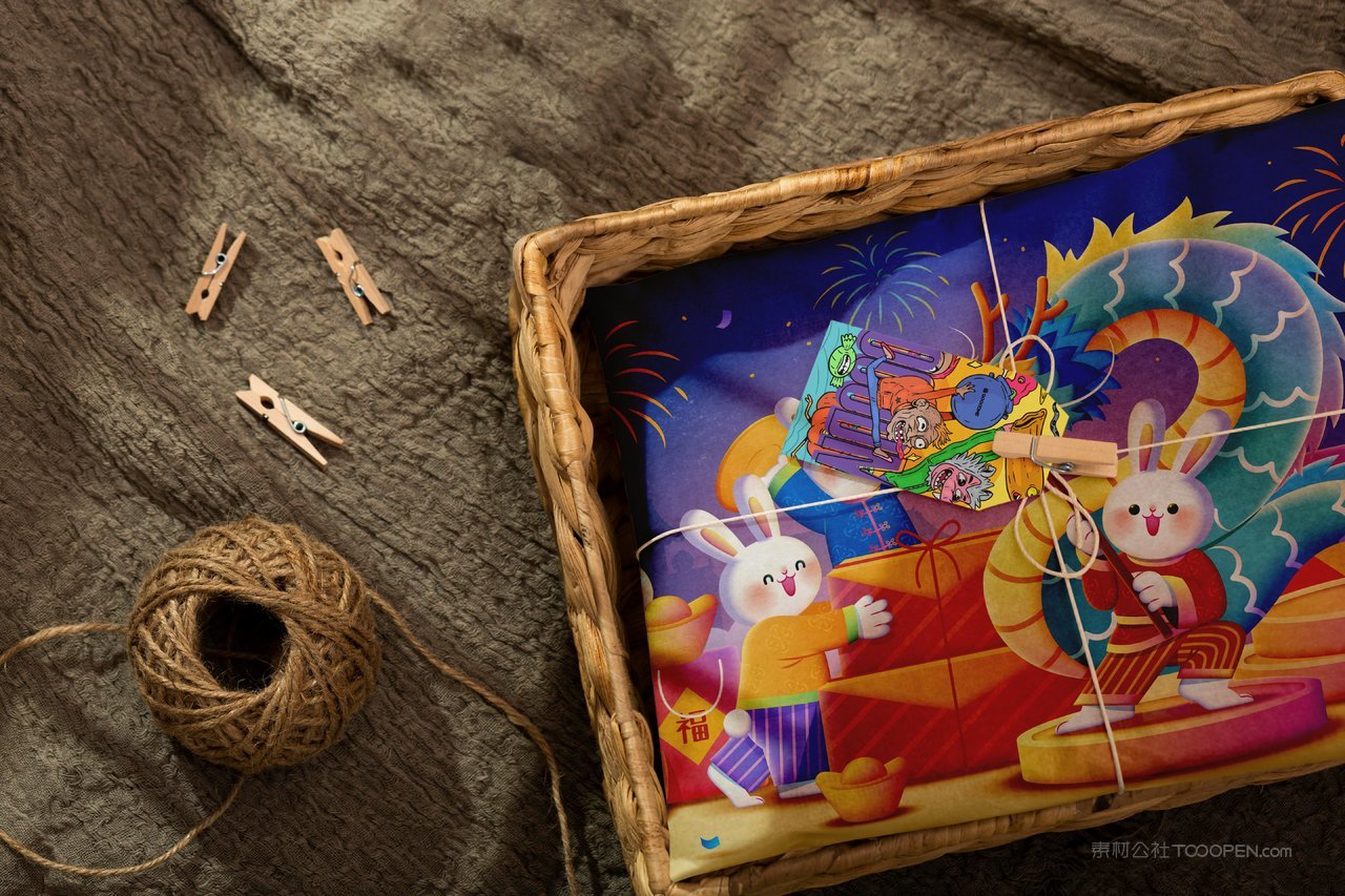 2023兔年新年礼盒礼物包装文创品牌样机 (4)