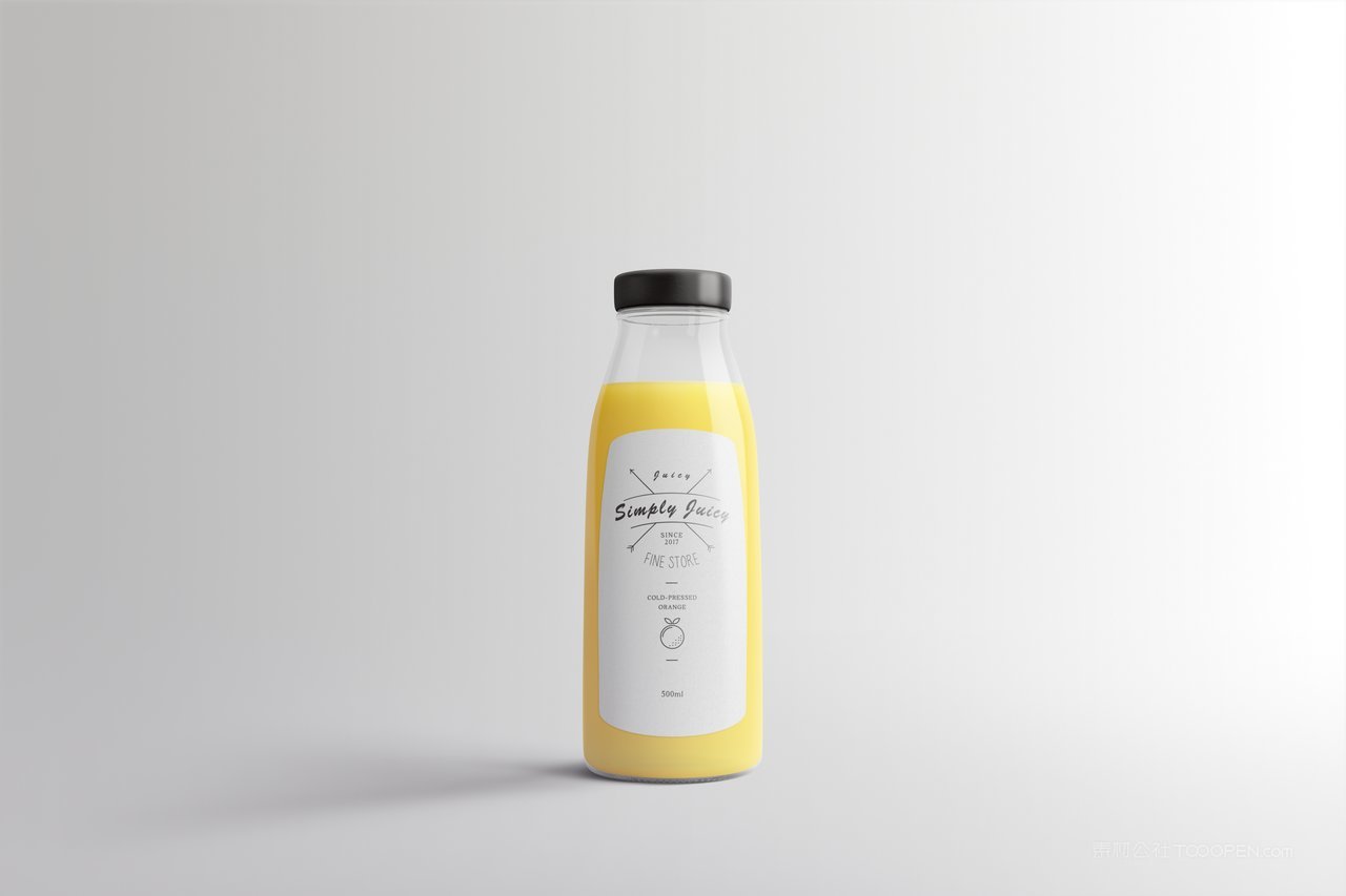 【2116期】透明玻璃瓶果汁牛奶瓶包装样机 (2)