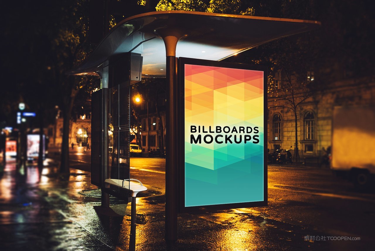 公交车站广告牌样机