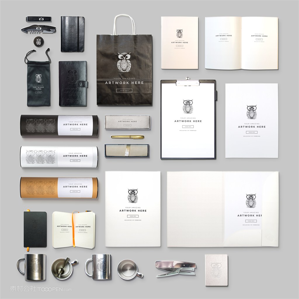 画板夹手提袋封套圆筒包装束口袋笔盒笔记本画册不锈钢杯样机