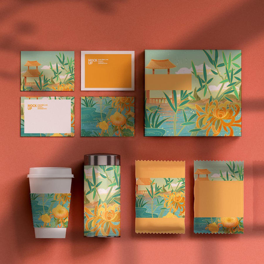 中国红国潮文创贺岁年货红色礼盒样机 (18)