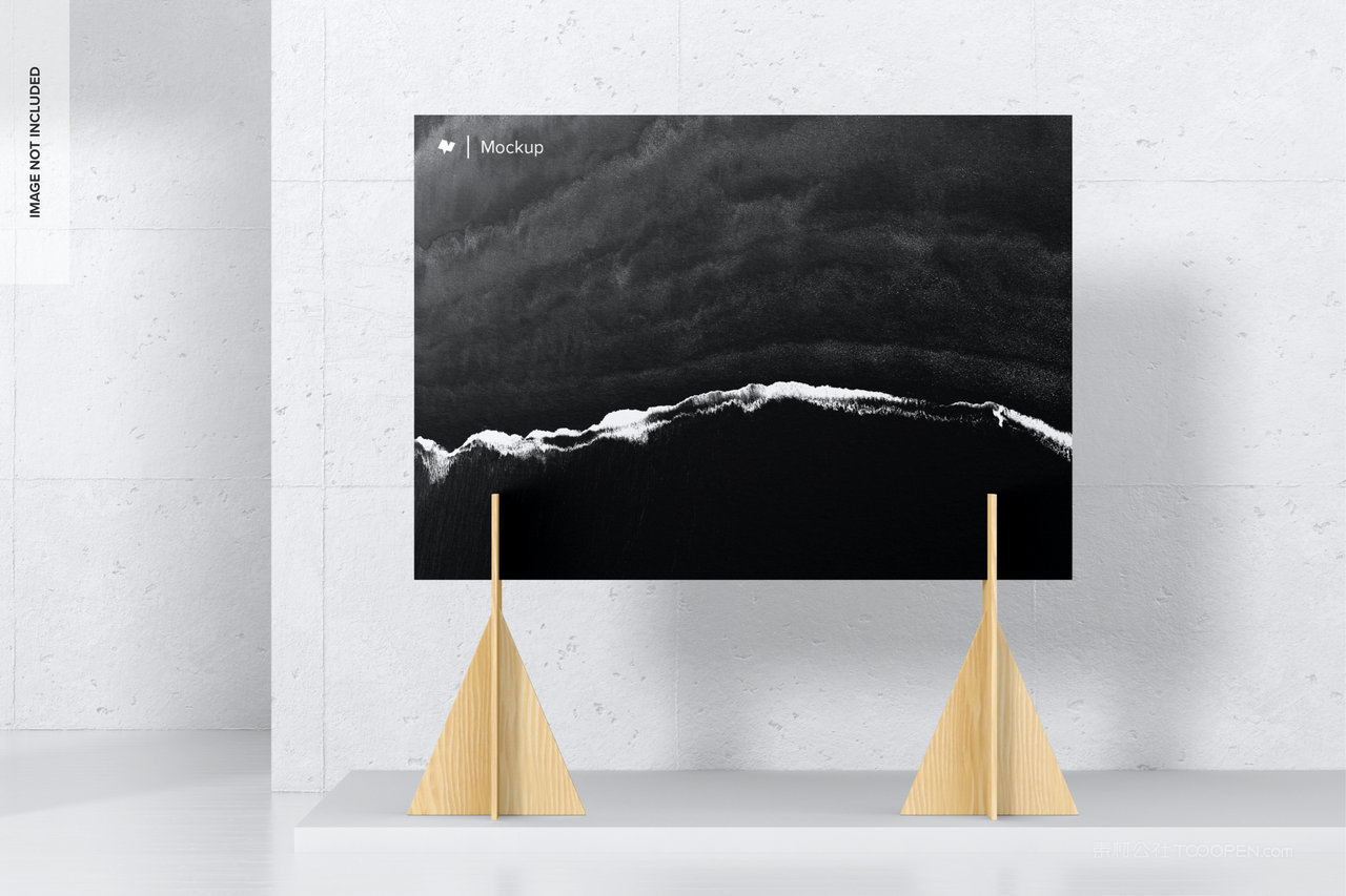 展台展示空间白色墙壁室内空间 木架上海报样机