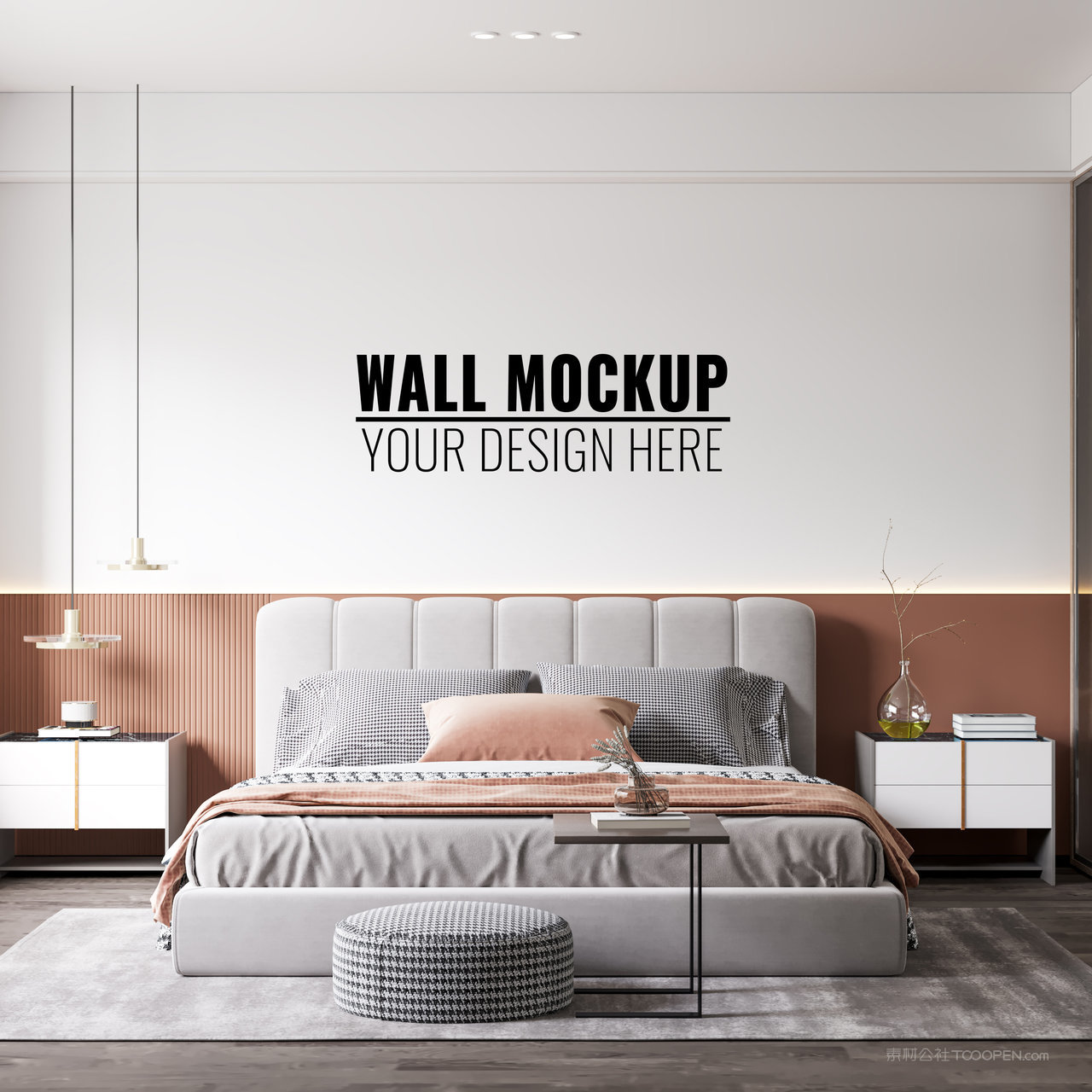 正视图墙面装饰卧室背景墙贴图样机