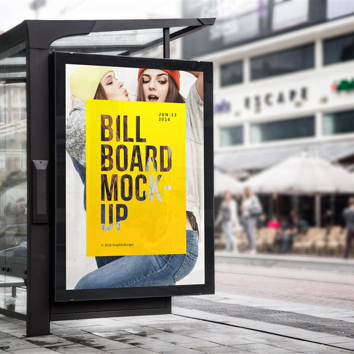 街头公交亭站牌广告样机