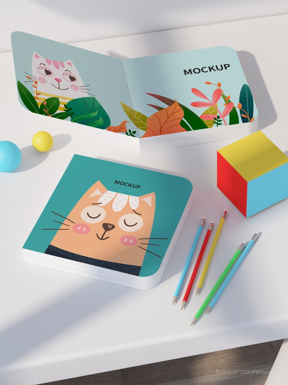 卡通可爱儿童读物绘本样机 (8)