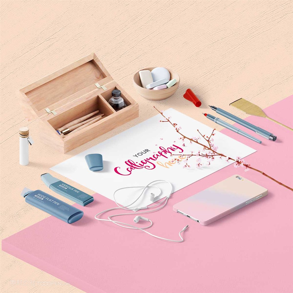 文艺粉嫩服装设计人员桌面样机