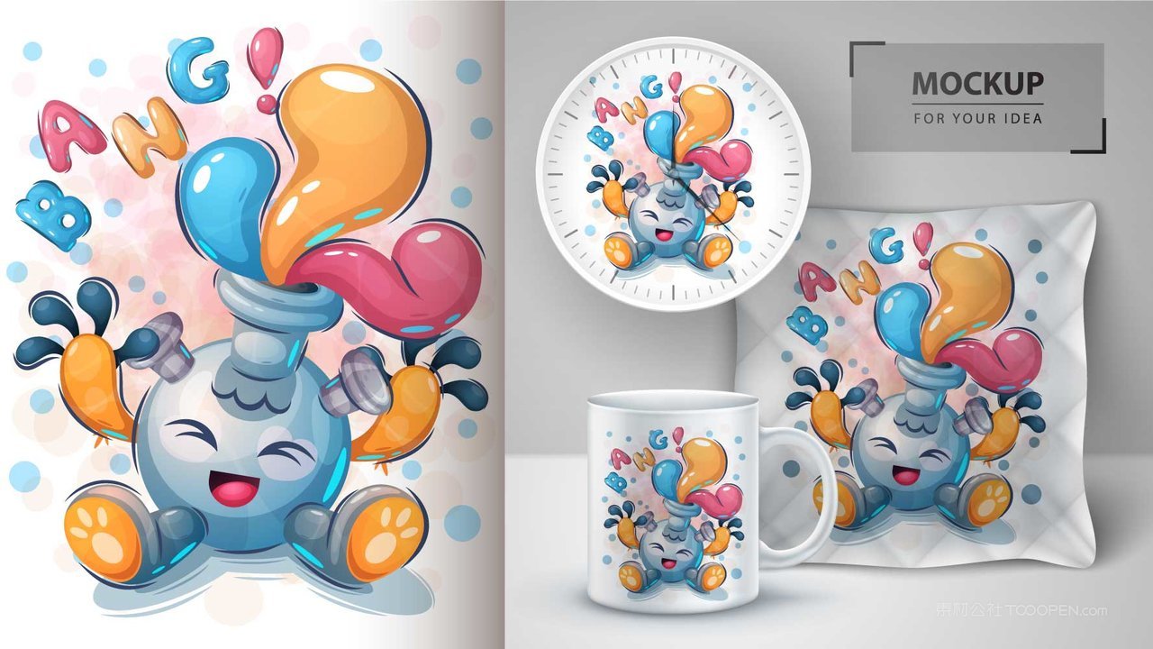 矢量卡通手绘彩色儿童图案时尚潮流衣服T恤图案设计印花插图