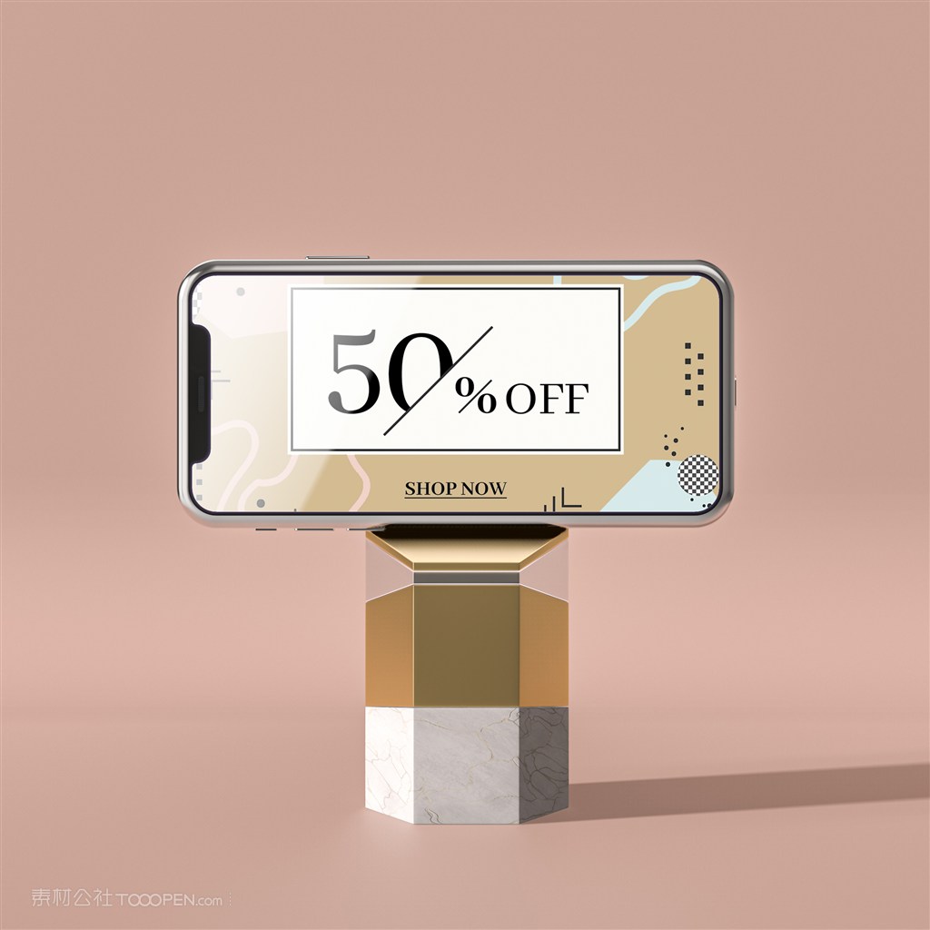 多边形展台上的手机贴图样机