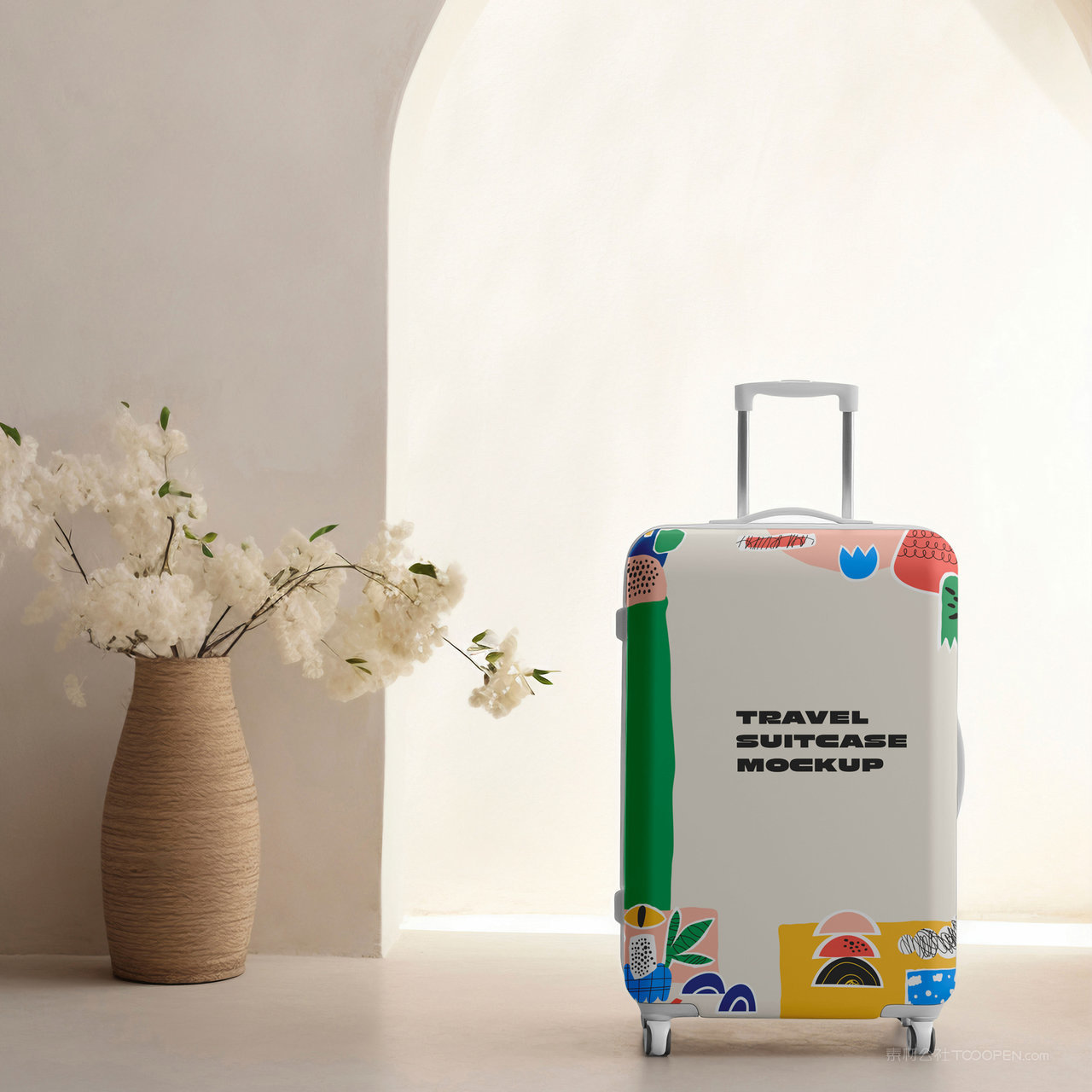 明星同款行李箱贴图样机