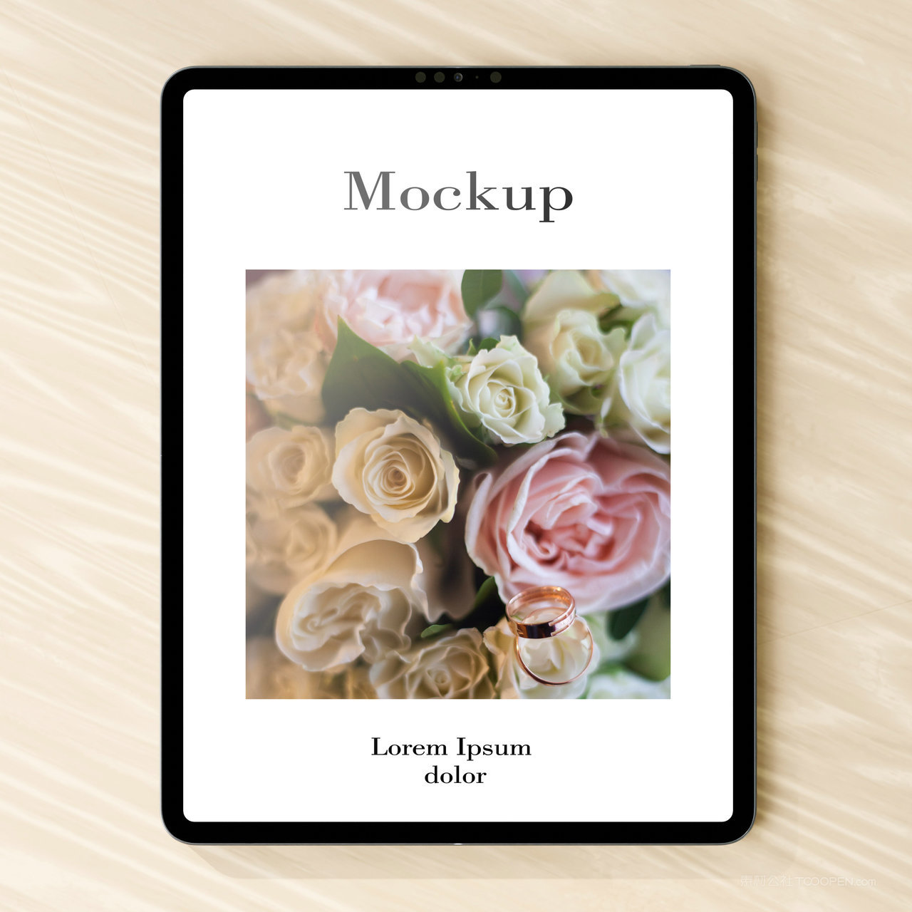 木板上的ipad平板电脑贴图样机