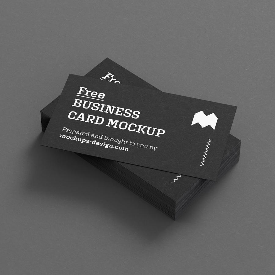 简洁黑色商务名片场景样机 (2)