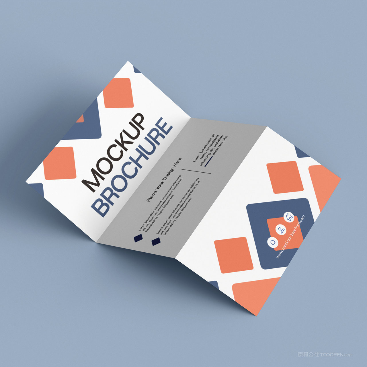 打开的三折页宣传单贴图样机